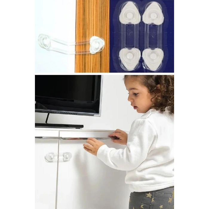 2'li Mini Çok Amaçlı Kilit- Çocuk Güvenlik Gereçkerli Çekmece,Dolap,Kapak Kilidi (4940)