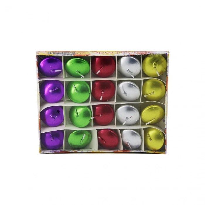 20PCS SUDA YÜZEN MUM BEYAZ - RENKLİ (4940)