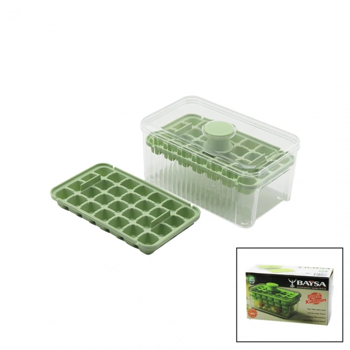 28+28=56LI KÜP ŞEKİL HAZNELİ=MİKA KRİSTAL BUZLUK 2İN1 KAPAK KULPU=KULP - KULPA BAS=BUZ DÜŞÜR (4940)