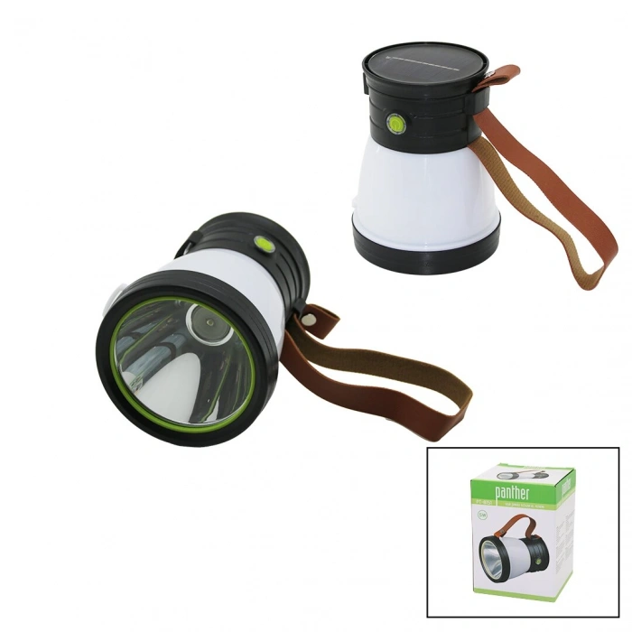 2İN 15W+360°SMDEL FENERİ SOLAR- USB ŞARJ POWERBANK 500LM IŞIK AYARI FLAŞÖR SUNİ DERİ KULP PT-8151 (4940)