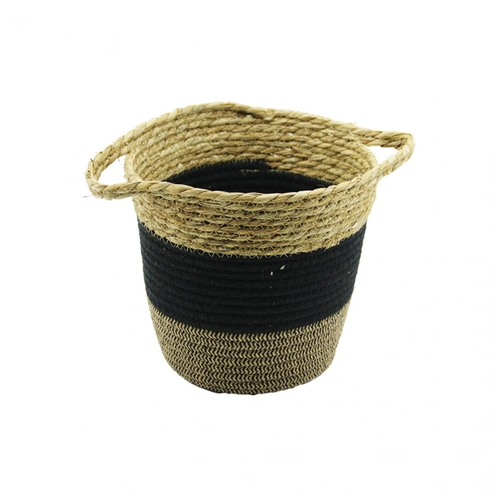 2IN1=İP ÖRGÜLÜ - HASIRÇİFT KULPLU SEPET - ORGANİZER Ç-TABAN:17CM--AĞIZ:24CM - Y: 22CM (4940)