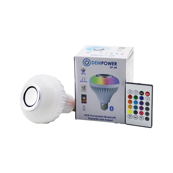 2IN1-KUMANDALI RGB LED AMPUL - BLUETOOTH HOPARLÖR MÜZİK ÇALAR LED-7W - HOPARLÖR-3W (4940)
