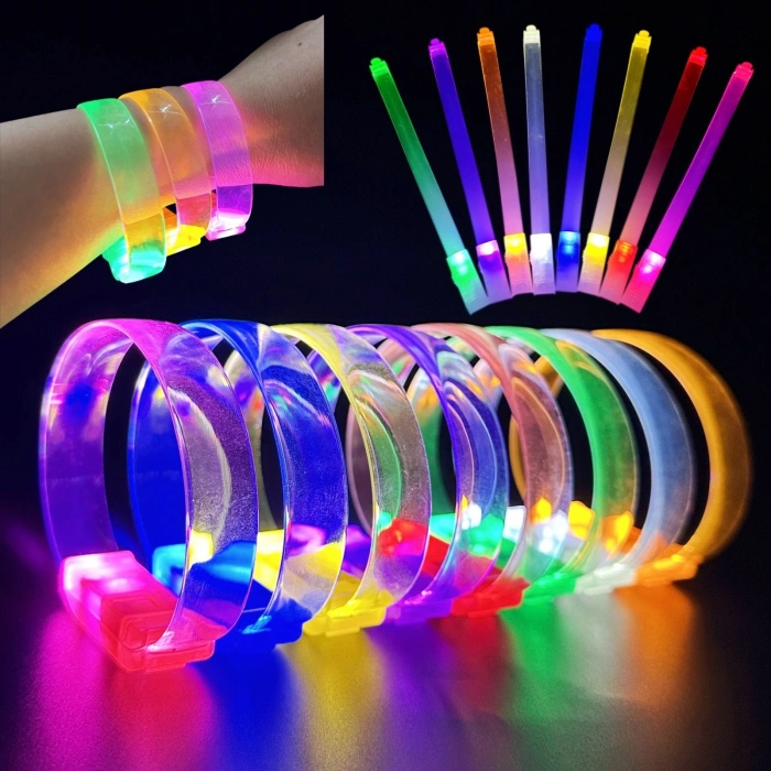 3 Modlu Pilli LED Işıklı Esnek Parti Bilekliği Sarı (4940)