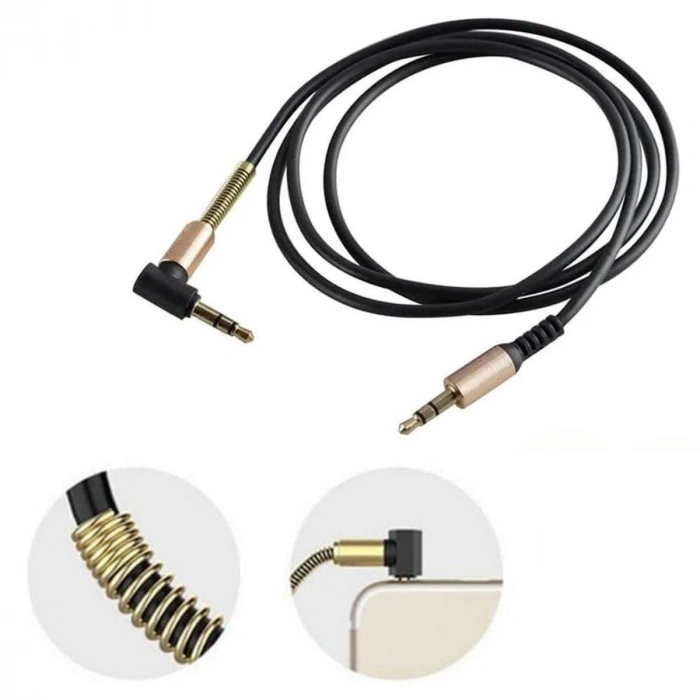 3.5mm AUX Kablosu Jak Erkek Erkek L Tipi 1 Metre Ses Aktarım Kablosu (4940)