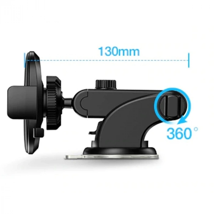 360 Derece Dönen Torpido Üstü Uzunluk Ayarlamalı Vantuzlu Teleskopik Araç Telefon Tutucu (4940)