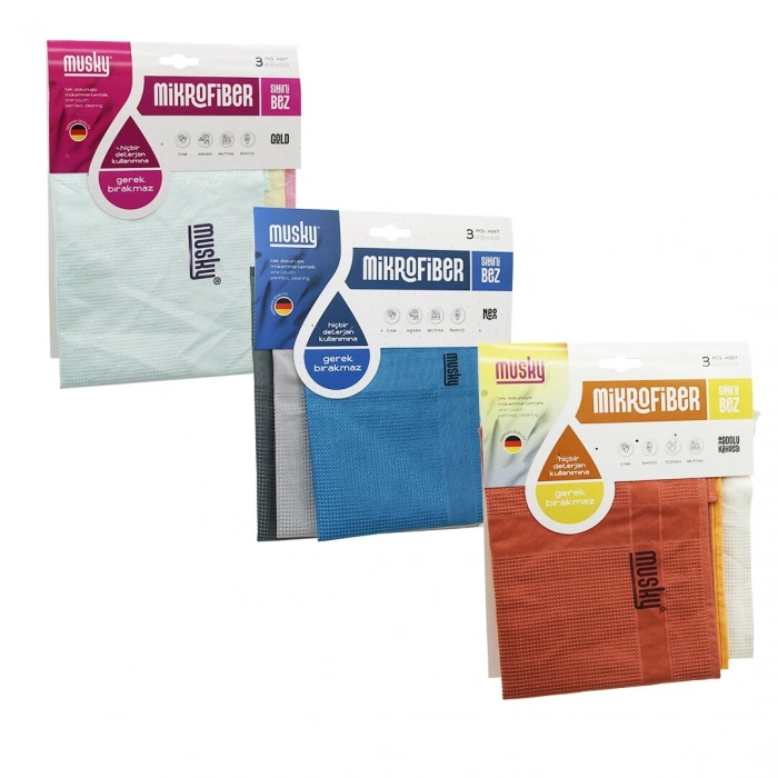 3PCS 40X60MM NEON-AN.KAHVE-GOLD MİX MİKFROFİBER SİHİRLİ BEZ DETERJANA GEREK YOK CAM- ARABA- MUTFAK- BANYO (4940)