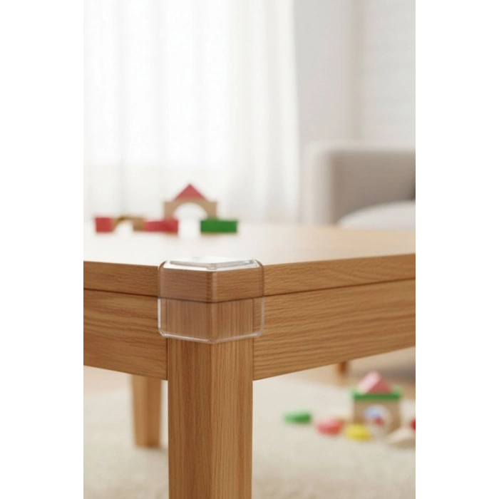 4 Adet Kendiliğinden 3M Yapışkanlı Yumuşak ve Esnek Yapıda Sehpa,Masa,Dolap Köşe Koruyucu Aparat (4940)