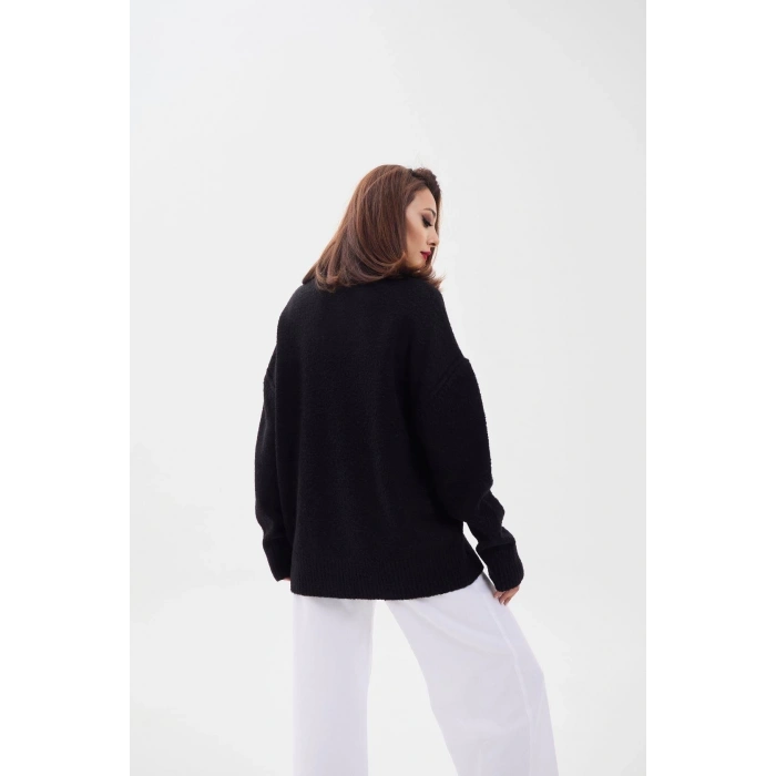 43151 TRİKO BALIKÇI SALAŞ KAZAK-SİYAH