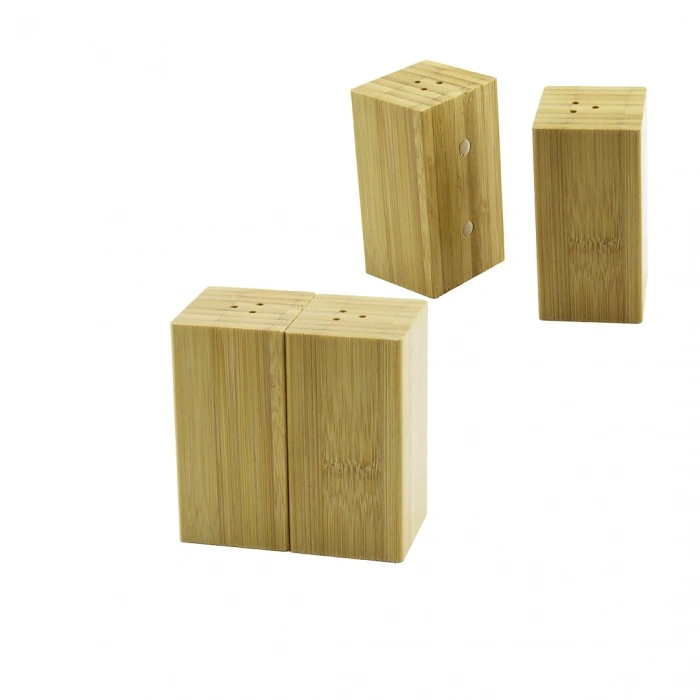 4.5X5CM--Y:9CM   2PCS   MIKNATISLI İKİZ   AHŞAP BAMBU  BAHARATLIK - TUZLUK (4940)