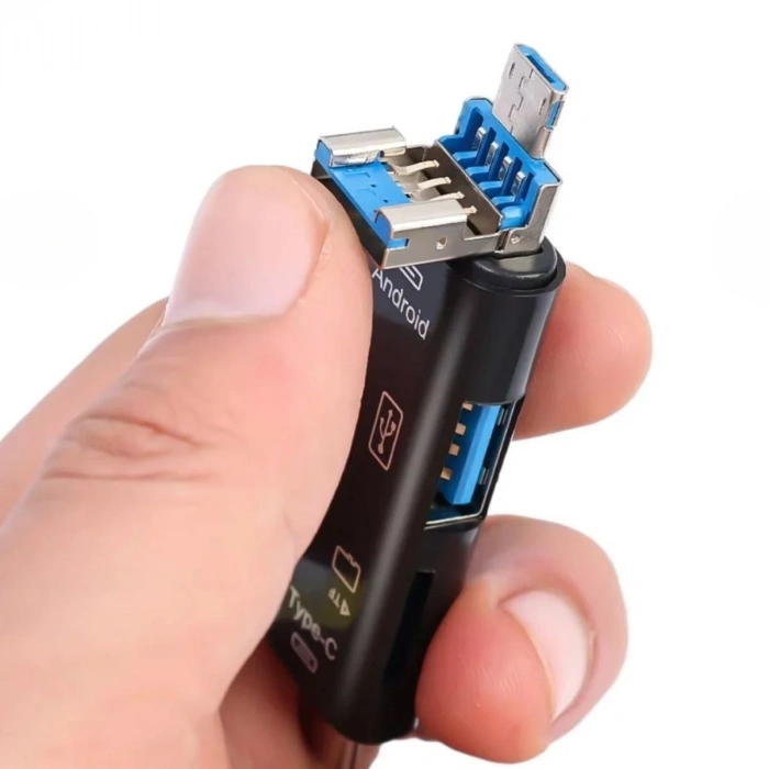 5 in 1 Çok Fonksiyonlu USB 2.0 Micro Sd Kart Okuyucu - Usb/micro Usb/type-C Çıkışlı, Otg Çevirici (4940)