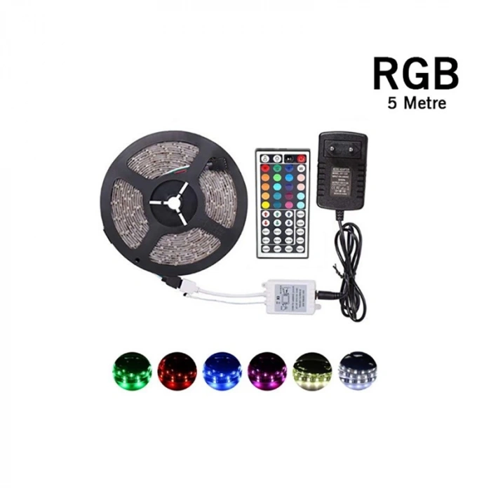 5 Metre Rgb Şerit Led Seti-İç ve Dış Mekan Silikonlu-Tak Çalıştır (4940)