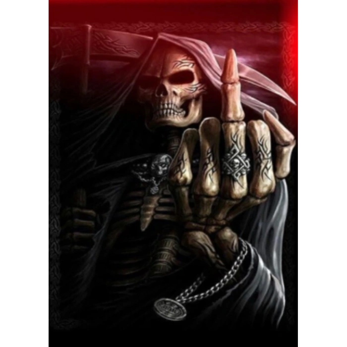 5D Elmas Boyama 3 Farklı Resim Değişenli Halloween İskelet Tablosu 30x40 cm (4940)
