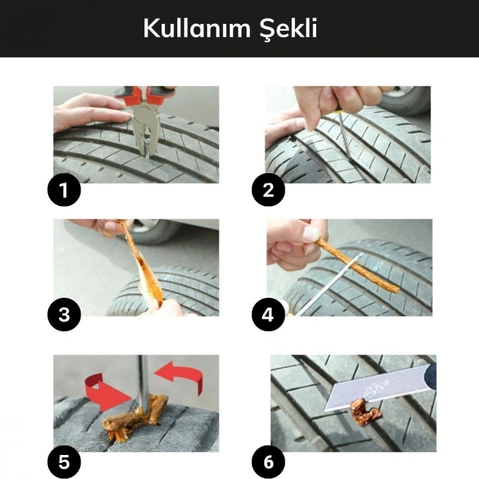 6 Parça Araba Motosiklet Otomobil Bisiklet Lastik Tamir Kiti Araç Bakım Seti (4940)
