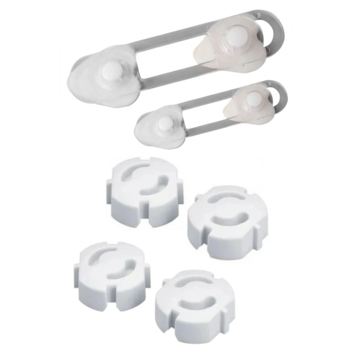 6 Parça Çocuk Güvenlik 3'lü Seti-2 Boy Çekmece,Dolap Kilidi ve 4 Adet Priz İçi Güvenlik Düğmesi (4940)