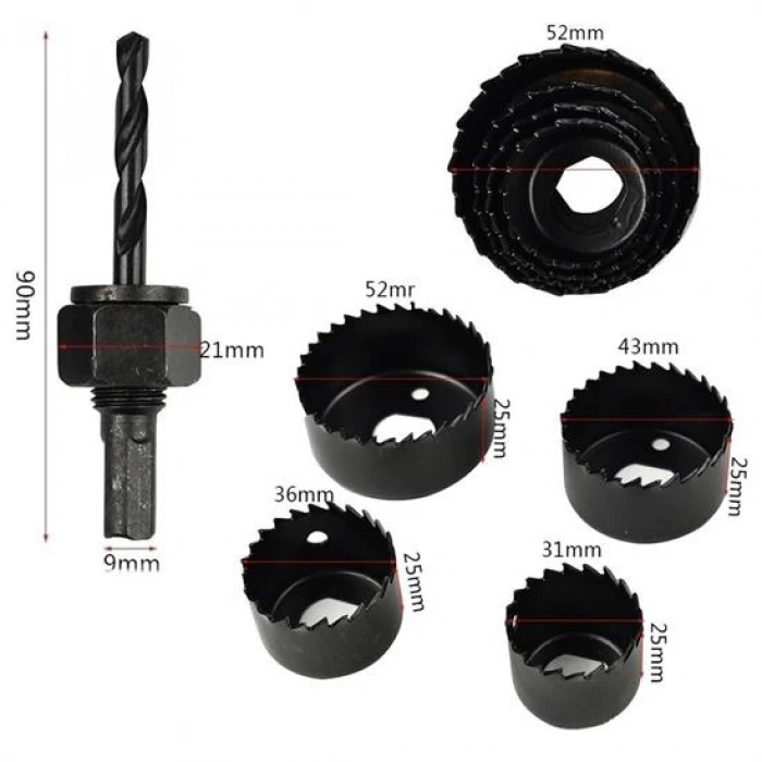 6 Parça Demir Ahşap Alçıpan Delme Buat Açma Seti (4940)