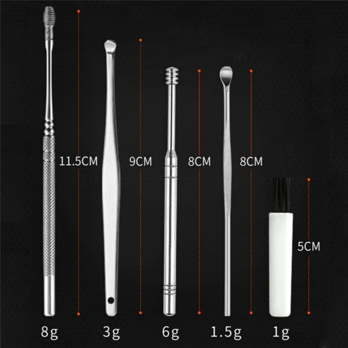 6 Parça Paslanmaz Çelik Kulak Balmumu Toplayıcı Çıkarıcı Temizleyici Bakımı Çubuk Seti (4940)