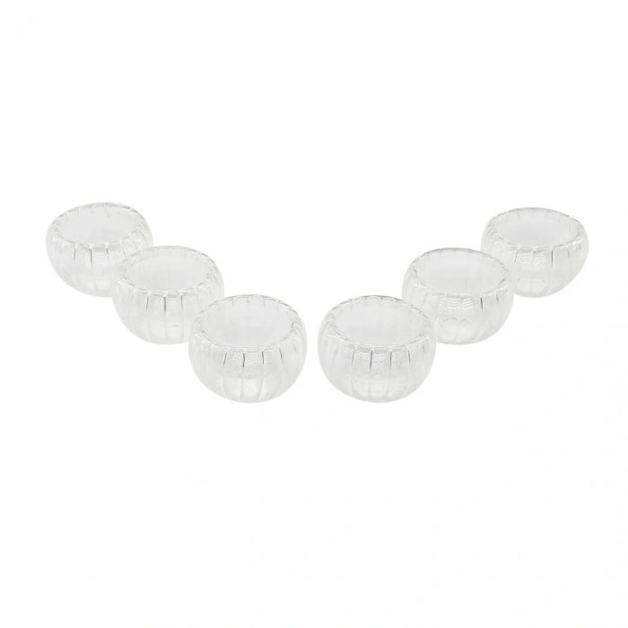 6 PCS   ÇİZGİLİ CAM  ÇİFT CİDARLI LOKUMLUK - SOSLUK  50 ML (4940)