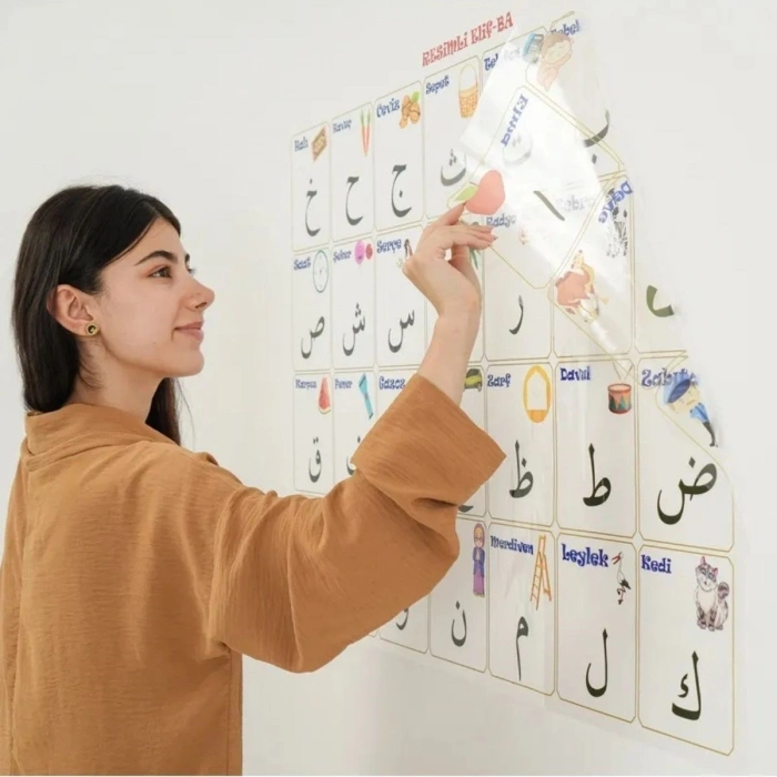 70x100 cm Statik Kağıt Elif-Ba Öğrenme Tahtası (4940)