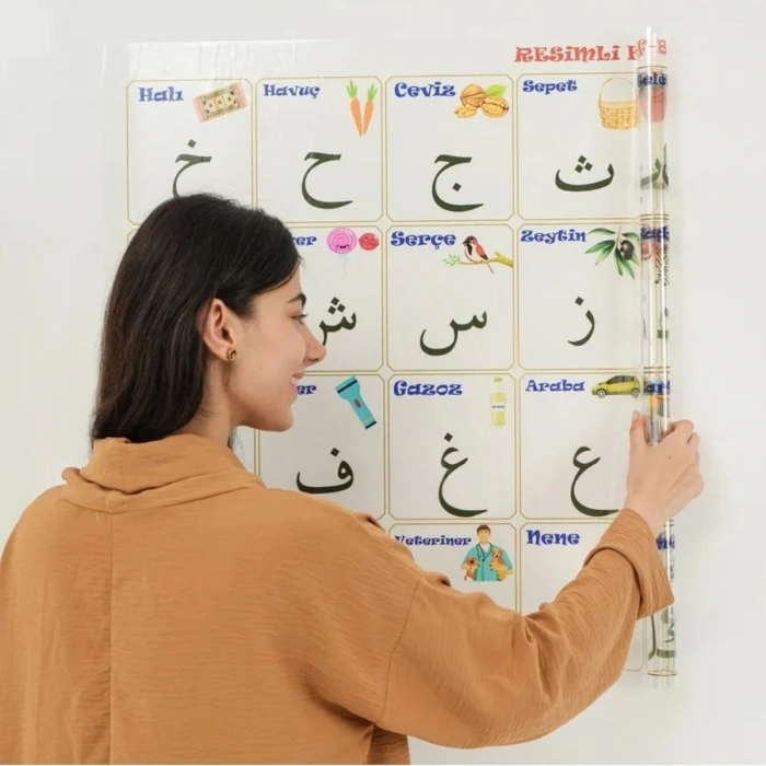 70x100 cm Statik Kağıt Elif-Ba Öğrenme Tahtası (4940)