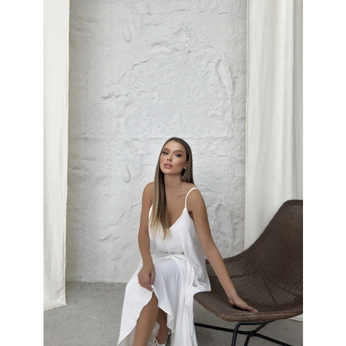 Aerobin uzun elbise beyaz pt