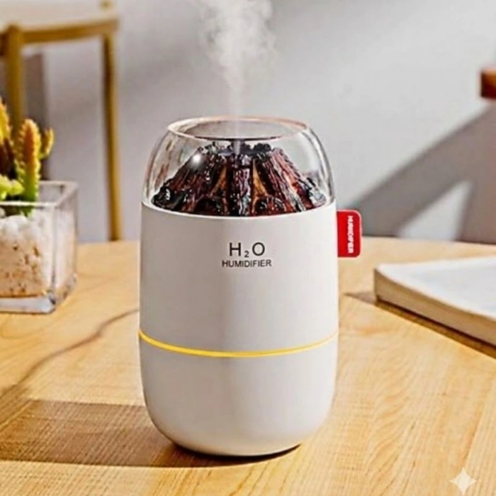 Ahşap Odun Ateşi Tasarımlı 280 Ml Ultrasonik Hava Nemlendirici &amp; Aroma Difüzör – Soğuk Buhar Makinesi, Led Işıklı, Ortam Nemlendirici (4940)