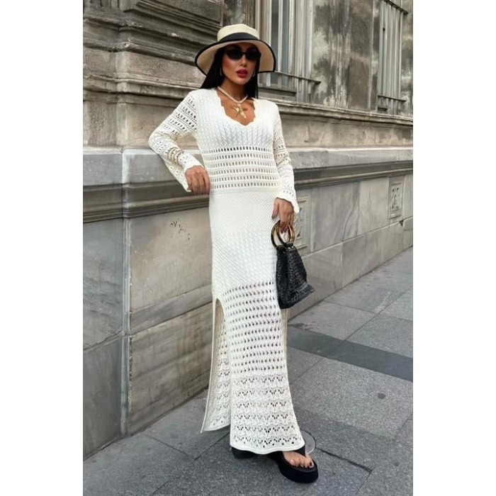 Ajur Detaylı İspanyol Kol Elbise 2840