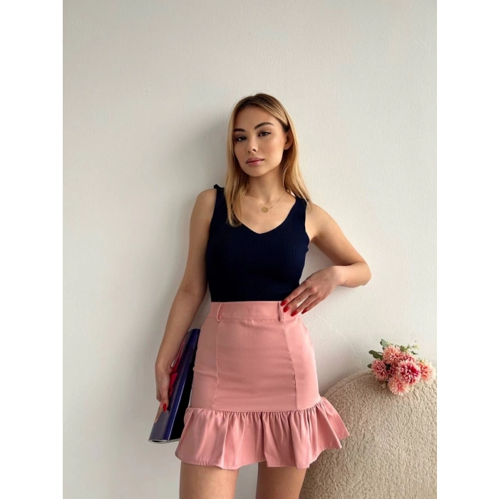 Altı fırfırlı etek pudra s24817