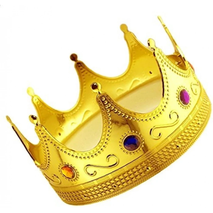 Altın Renk Yetişkin Çocuk Uyumlu Kral Tacı 60 cm (4940)