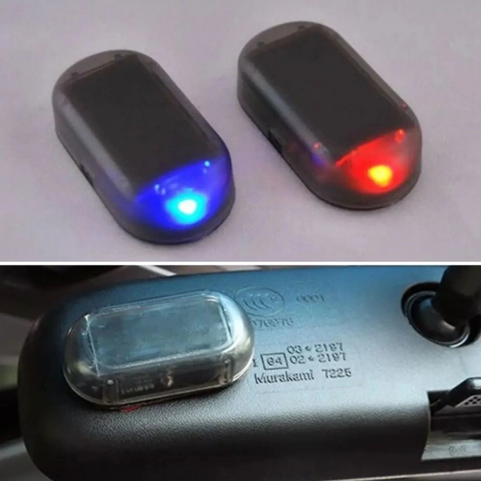 Araç İçin Caydırıcı Solar Enerji İle Şarj Olan  Güçlü Yapışkanlı Işıklı Plastik Mini Sahte Alarm (4940)