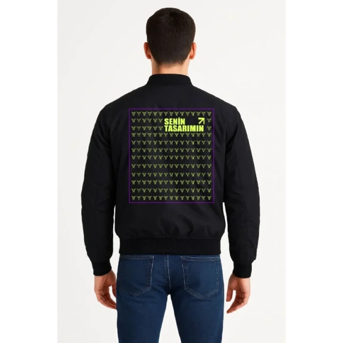 Arka Bomber Ceket - Siyah