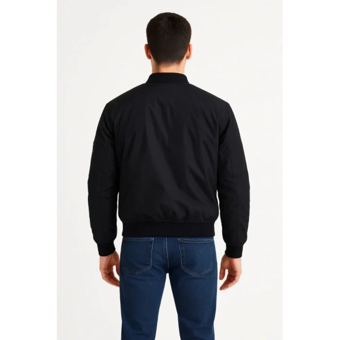 Arka Bomber Ceket - Siyah