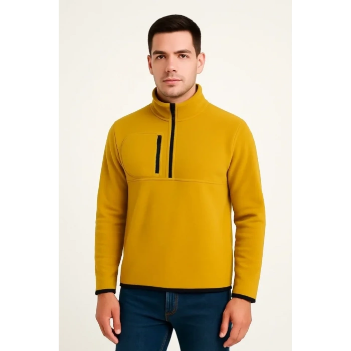 Arka Polar Kazak Dik Yaka - Sarı