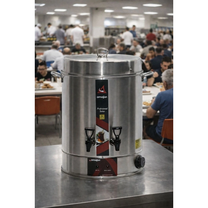 ARMAĞAN 250 BARDAK ÇAY OTOMATI ELEKTRİKLİ SEMAVER ÇAY MAKİNESİ ÇİFT MUSLUK 2500W (4940)