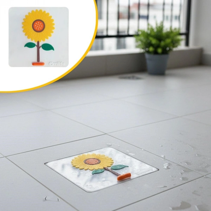 Ayçiçeği Tasarımlı Gider Koku Önleyici – Silikon Lavabo Gider Matı (4940)