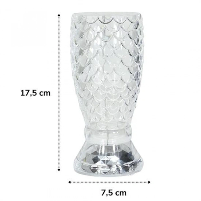 Balık Süzgeç Model USB Şarjlı Kumandalı 16Farklı Işık Modlu Masa Üstü Kristal Akrilik Led (4940)