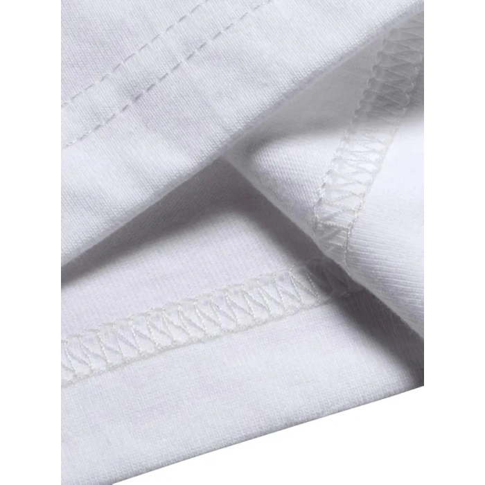 Baskılı Oversize Bisiklet Yaka T-shirt - Beyaz