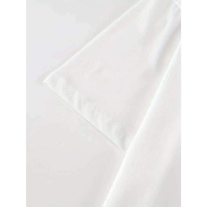 Baskılı Oversize Bisiklet Yaka T-shirt - Beyaz