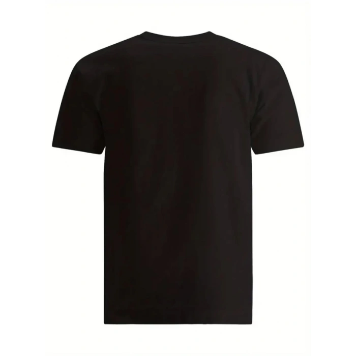 Baskılı Oversize Bisiklet Yaka T-shirt - Siyah