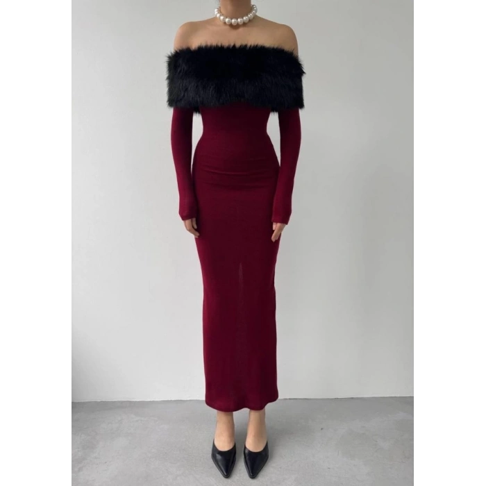 Bestia Straplez Tüy Detaylı Elbise