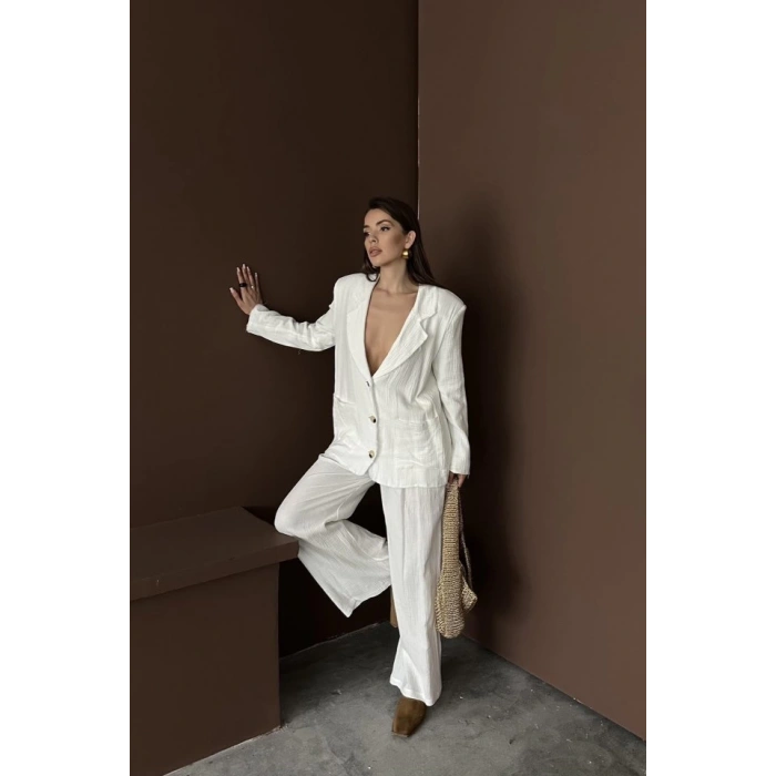 Beyaz Oversize Müslin Takım