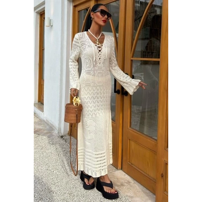 Birit Detaylı Ajurlu Elbise 2838