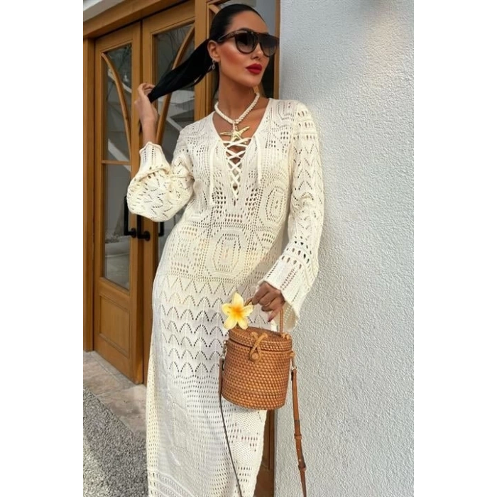 Birit Detaylı Ajurlu Elbise 2838