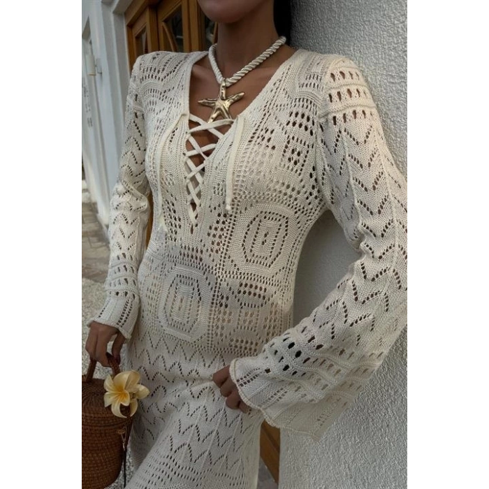 Birit Detaylı Ajurlu Elbise 2838