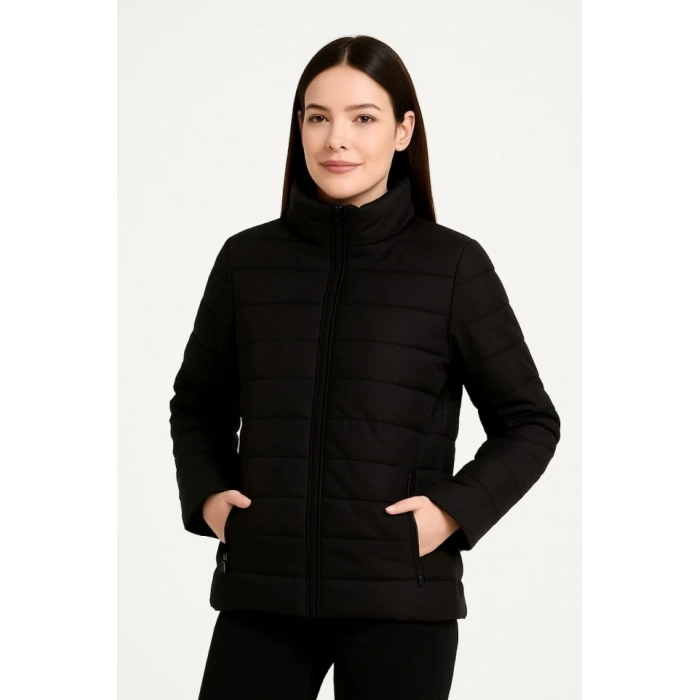 Bomber Mont Ceket – Su İtici Kumaş, Kapitone Astarlı, Fermuarlı, Kışlık - Siyah