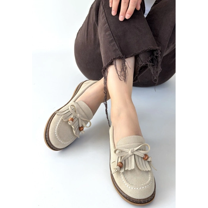 Boriy Bej Deri Tozu Süet Babet Ayakkabı