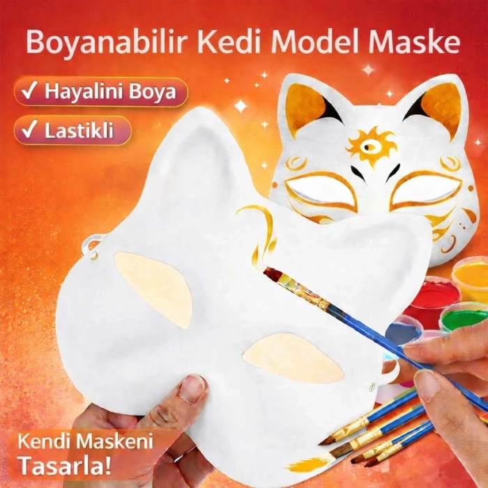Boyanabilir Kedi Model Maske – Kendi Tasarımını Oluştur (4940)