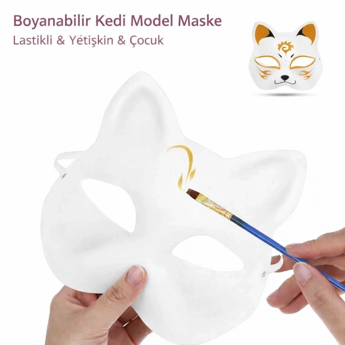 Boyanabilir Kedi Model Maske – Kendi Tasarımını Oluştur (4940)