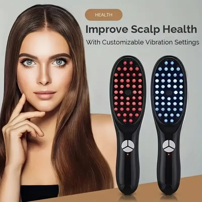 ​​Buharlı Titreşimli ve Kırmızı Mavi Işık Terapili Kafa ve Saç Bakım Tarağı (4940)