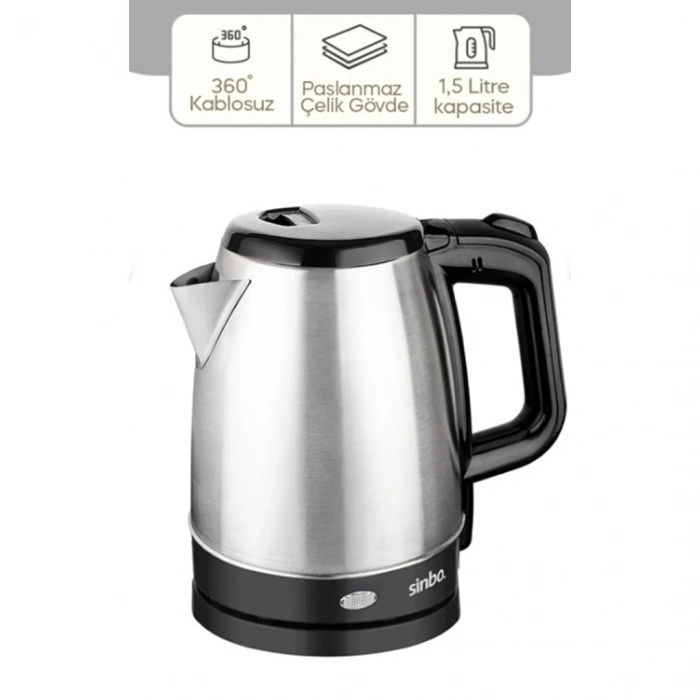 ÇELİK KETTLE 1.7LT GİZLİ REZİSTANS - KABLOSUZ SK-8015 (4940)