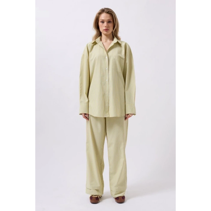 Çizgili Cep Detay Gömlek